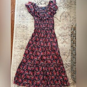Floral Black and Red Women's Dress